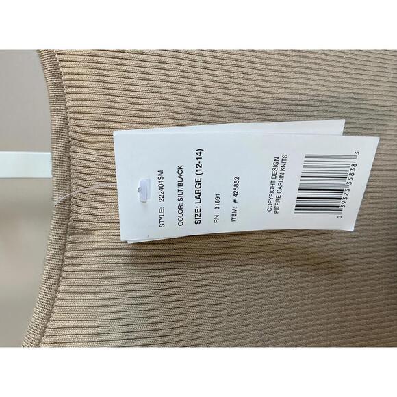 Pierre Cardin Women's Vintage Short Sleeve Ribbed Cotton Top Large - Picture 3 of 6